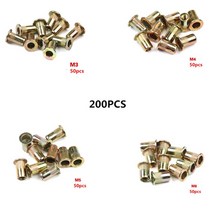 리벳 못 리베트 팝너트 공구 블라인드 플라스틱 규격 스텐 알루미늄 도구 기구 세트 50200 pcs 스테인레스 스틸 플랫 헤드 너트 m3 m4 m5 m6 인서트 멀티 158, 200개 혼합