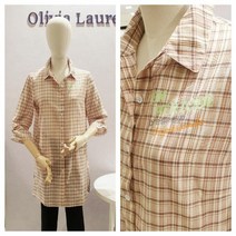 올리비아로렌 레터링 포인트 봄가을 체크 7부 롱 남방 셔츠 nc청주점 vocnlwf7191