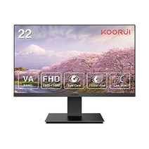 KOORUI 22인치 컴퓨터 모니터 FHD 1080P Full HD VA 데스크탑 디스플레이 75HZ 초박형 슬림 베젤 아이케어 광시야각 178° 인체공학적 각도 조절 HDMI, 22N1 quot FHD VA 75Hz