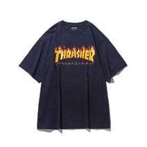 THRASHER 플레임 반팔 티셔츠 네이비