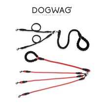 도그웨그 강아지 다견 로프 리드줄 두마리 산책 애견 목줄 소형견 중형견, 1번 소형견(~10kg), 2in1, 빨강
