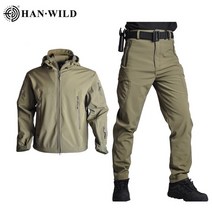 5xl 전술 의류 자켓 + 바지 남성 양털 자켓 육군 방풍 카모 사냥복 윈드 브레이커 군사 하이킹 소프트 쉘