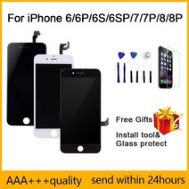 아이폰 6 6S 7 8 플러스 AAA 품질 LCD 디스플레이 터치 스크린 디지타이저 6P 6SP 7P P 어셈블리 교체 선물 포함, For iphone 6s White