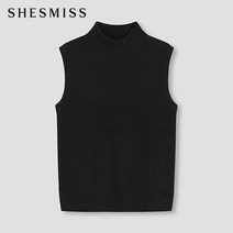 쉬즈미스 울 혼방 모크넥 니트 베스트 SSKVTM41020 BK