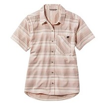 L.L.Bean (엘 엘빈) 여성 비치 크루저 여름 셔츠 반소매 스트라이프 미국 피트 레귤러 L 사이즈 Adobe Rose 레드 1000040189