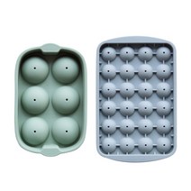 실리가든 실리콘 얼음트레이 얼음틀 왕볼 원형 6구+24구, 6구(그린)+24구(그레이)