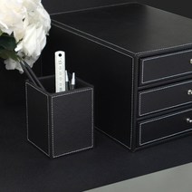 데스크 인테리어 가죽 펜꽂이 볼펜통 펜슬통 문구 사무용품 책상 디자인 대표이사 임원용, 모던브라운