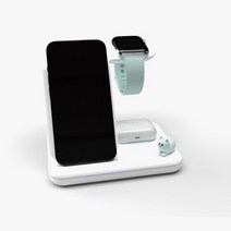 Raon 3IN1 15W 애플호환 무선 거치대 충전기, 화이트