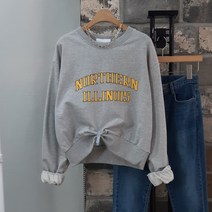 상상그이상 여성용 국내제작 일리노이 맨투맨 크롭 티셔츠 컬러 레터링 포인트 코디하기 쉬운 데일리 맨투맨 가성비 좋은 귀여운 캐주얼코디