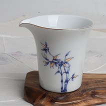 고급 금칠 백자 사군자 숙우 찻잔 (대나무), 1개