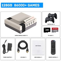 옛날오락기 비디오게임 고전 가정용 게임기 KINHANK-슈퍼 콘솔 큐브 X3 레트로 게임 100000 지원 PSP/PS1/D, 03 UK, 02 128G Gamepad-2