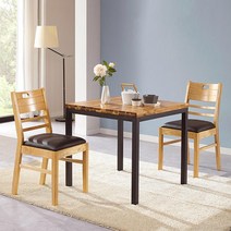 식당 업소용 고급 아카시아 원목 2인용 사각 식탁 + 의자세트(75cm) 일자 인테리어 긴, 내추럴
