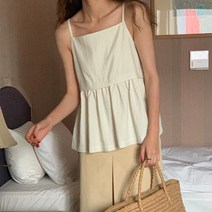 쥬쥬렐라 프릴 스퀘어 끈 뷔스티에 나시 민소매 블라우스 4컬러