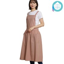 픽온해 빅사이즈 프로방스 마농 프릴 원피스 포켓 린넨 코튼 방수 앞치마, 티쓰리핑크, (Large)방수, 1개