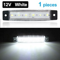 스탠다드메카닉 중장비 부품 car 외부 led 조명 24v 12v 6led auto bus truck lorry ute side marker indicator low DIY, 1개 12v white