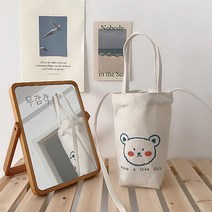 달자샵 귀염포인트 데일리 텀블러 에코백 물통수납 주머니 크로스백, 1Pcs, 무지