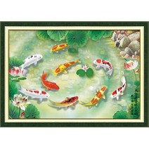 퍼즐라이프 길상구어도 잉어 500피스 직소퍼즐액자 PL877, 퍼즐+수지그린액자
