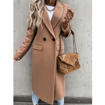 코트 패션 더블 브레스트 캐주얼 우아한 롱 긴 소매 겨울 아우터 자켓 탑 류 느슨한