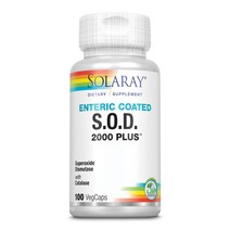 Solaray SOD 2000 Plus Vegi Capsules 100 Count Entric Coated 솔라레이 SOD 2000 플러스 400 mg 베지 캡슐 100정, 1
