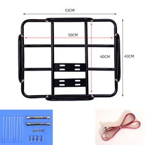 JINGHENG 자전거 오토바이 배달통 배달가방 짐받이 고정틀 거치대 받침대 선반, 블랙프레임