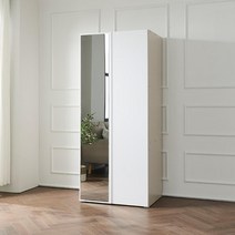 침실 디자인가구 전신거울 선반장 옷장 800 2색상, 화이트