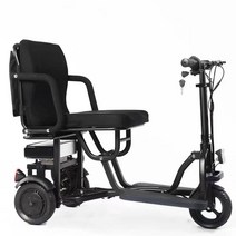 접이식 전동 스쿠터 휠체어 노인 장애인 보행기 경량, 블랙  배터리 탈착 가능  48v