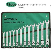 토크렌치세트 자전거토크렌치 [] WOZOBUY-래칫 메트릭 렌치 세트 이동식 헤드 소켓 및 기어 링 토크 키 자동차 수리 도구, 12 pcs(6-18mm)