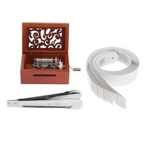 종이 오르골 수동 악보 선물 구멍 펀처와 테이프 펀처 빈티지 새겨진 나무 상자가있는 톤, 없음