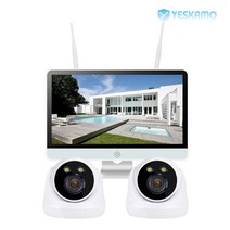 YESKAMO 예스카모 500만화소 8채널 실내 실외 무선 보안 CCTV 카메라 세트 감시카메라 세트(HDD 미포함), 12) 16인치 실내카메라 2대 풀세트