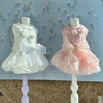 강아지원피스 화이트 꽃 웨딩 드레스 명품 강아지 고양이 공주 옷 리본 튜튜 나시 화동