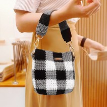 털실나라 DIY 트리플 체크 미니백 코바늘 동영상패키지, 베이지, R13중그레이2볼+L15블랙1볼+R25화이트1볼