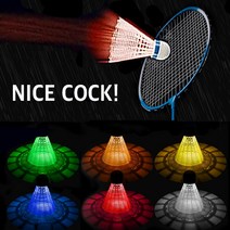 [셔틀콕악세사리] 아싸라봉 나이스콕 LED 야광 불빛 나이트 셔틀콕 배드민턴 공 6가지 라이트볼, 혼합색상, 6개입