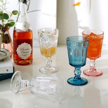 플라워 고블렛 유리잔 4color - 고블렛잔, 단품, 선택:오로라