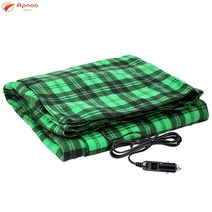 Apnoo 전기요 자동차용 극세사 3단 조절 온열 전지담요, 12V(150cm*110cm), 블랙+녹색