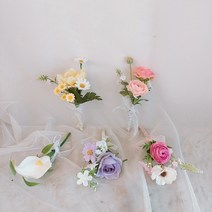 꽃 코사지 행사 기념식 단체 조화 신랑 남자 부토니에 셀프웨딩, 옐로우, 1개