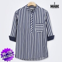 메이드 DF_어닝 스트라이프 7부 헨리넥 셔츠 0369_(LSHT)