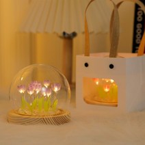 꽃무드등 무드등 수유등 특이한무드등 diy 모조 꽃다발 야생화 튤립 무드등, 퍼플 diy 재료 가방 9송이 꽃 선물 봉투