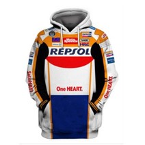 시선강탈 오토바이 슈트 바이크슈트 Repsol HRC 팀 레이싱 익스트림 퍼포먼스 챌린지 후드 풀오버 남성용, 02 2