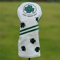 네 잎 클로버 골프 클럽 Headcover 나무 드라이버 페어웨이 하이브리드 No 1 3 5 UT 커버 방수 PU 가죽 야외 스포츠 수호자, White Driver 1