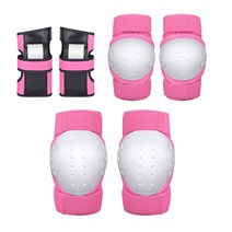 스포츠용품 액세서리 6pcs 팔꿈치 패드 손목 야외 스포츠 보호 키트 인라인 스피드 스케이트 레이싱 자전거, 01 pink_02 M