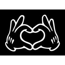 Makarios LLC Love Hands Heart Mickey Cars Trucks Vans Walls Laptop MKR| White |5.5 x 3.75|MKR673