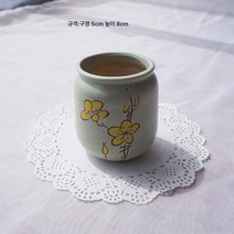 핸드페인팅 다육 화분 엄지 손가락 고소형 캐릭터 큐티 스몰 도자기 트럼펫 연희분 미니, 실버 006C, 작다