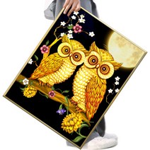 FASEN 액자 보석십자수 캔버스형 DIY 키트 40 x 50 cm, 1세트, FAN04.귀한부엉이