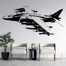 호커 Siddeley 해리어 AV-8 VTOL 파이터 군사 아카데미 하이틴 키즈 무기 팬 홈 침실 장식 비닐 벽 전사 무늬 벽화, 119x57cm, No.3 Gray