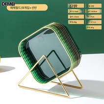 DFMEI 토골접시 투명접시 간식접시 과일소접시 프놈펜펌, 사각접시 에메랄드-8개입+선반+박스, 금테를 두껍게 다림질하다.