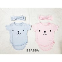 곰돌이바디슈트 헤어밴드세트_ 당일배송 아기옷 조카선물