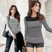 나크21 세련된 스트라이프 S라인 배색 니트 NK11-T-49