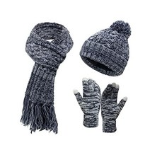 Winter Hat Scarfs Gloves Set for Women Warm Knit Beanie Long Neck Scarves Touchscreen Cold Weather G