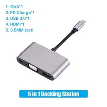 usb허브 c타입허브 호환 71 USB C 허브 HDMI-4K VGA 1080P 3.5MM AUX PD 충전 3.0 Macbook 액세서리 독 Sta, 한개옵션1, 02 5 in 1, 02 5 in 1