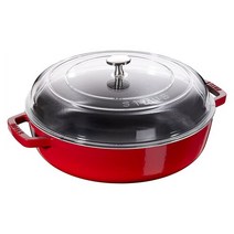 Staub 스타우브 무쇠 소테 팬 냄비 체리 레드 33 x 26 12cm Saute Pan, 33 x 26 x 12cm
